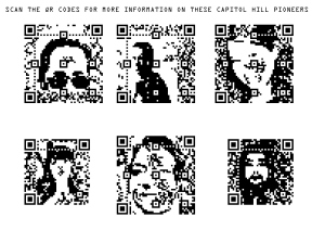 QR Code Portraits of Capitol Hill Pioneers, by Cait Willis! 4'x6' vinyl banner, 2013